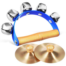 4Pcs Assorted Color Handheld Jingle Bell and Cymbal Set for Children