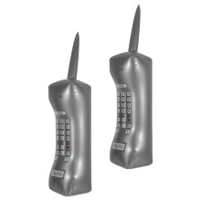 2Stk Inflatable Retro Handy Spielzeug Aus PVC Silber Für Rollenspiele