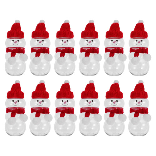 36Sets Clear Snowman Bottles with Cap Assorted Storage