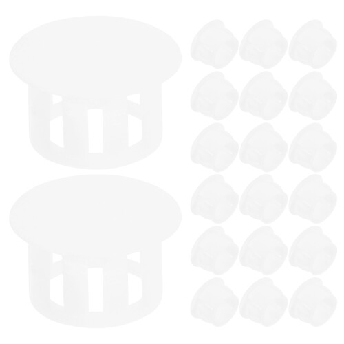 100Pcs White Plastic Hole Covers Snap Locking Caps for Cabinet Screws
