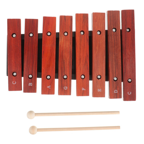 2Pcs Beginner Wooden Xylophone for Children Durable with Mallets