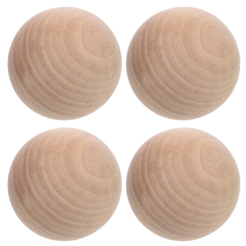 8Pcs Solid Wood Round Spheres Beige Unfinished for Craft Projects