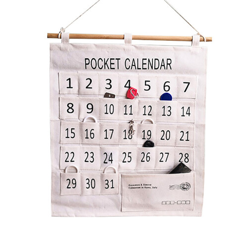 Numbered Calendar Pocket Chart in Cotton & Linen