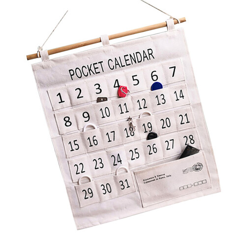 Numbered Calendar Pocket Chart in Cotton & Linen 2
