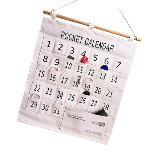 Numbered Calendar Pocket Chart in Cotton & Linen 1