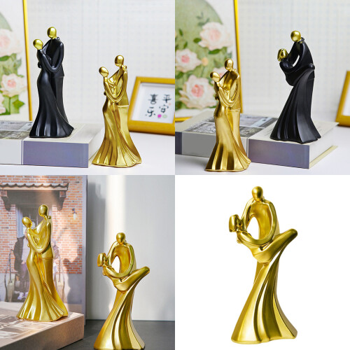 Resin Hugging Lover Couple Statue Abstract-Black characters 2