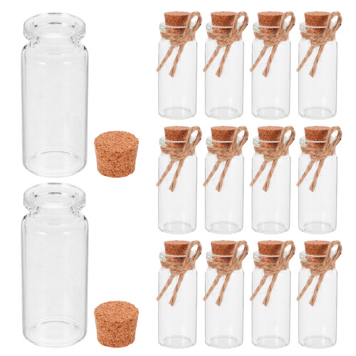 5Sets Mini Glasflaschen Mit Kork, Transparent, Für Und DIY 2
