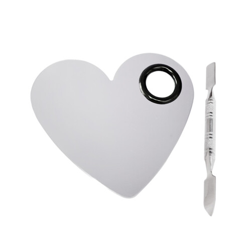 2Stk Kosmetikpalette Mit Spatel Silber Für Foundation Mixer