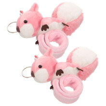 6Stk Kinderparty Slap Bracelets Plüsch Rosa Armband