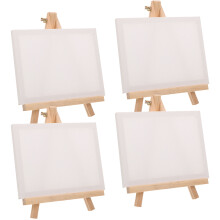 8Ensembles Toiles Carrées Sur Chevalets Bois Colorés Pour DIY Peinture