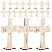 100Pcs Wooden Religious Cross Ornaments Rustic Beige Table Decoration