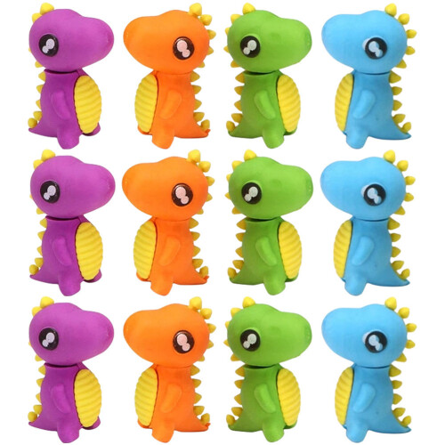 144Pcs Mini Dinosaur Erasers for Kids Bulk Assorted Color Safe Rubber