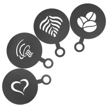 4Pcs Black Stainless Steel Latte Art Decorating Stencils for Coffee