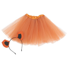 2Ensembles Kit Cosplay Enfants Jupe Tulle Et -Tête Animal Marron