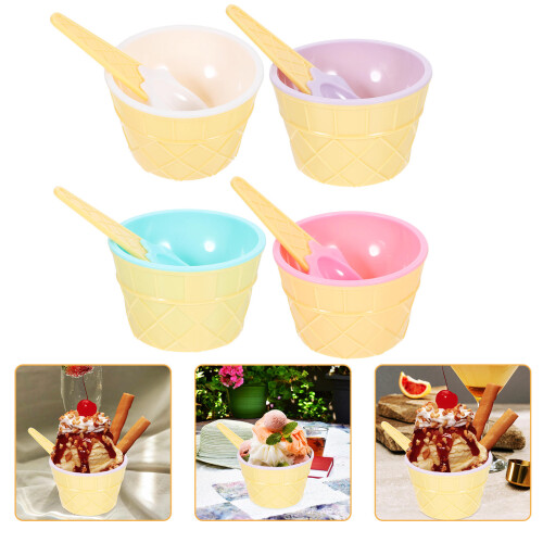 5Ensembles Bols Glace Enfants Solides Couleurs Attrayantes