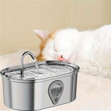 3.5L Large Capacity Pet Water Dispenser Automatic Stainless Steel Cat Water Fountain with Transparent Window US Plug
