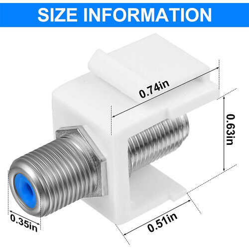 20-Pack Coax  Jack Insert,F-Type RG6 Cable Extender Female to Female for Wall Plate and Patch Panel 2