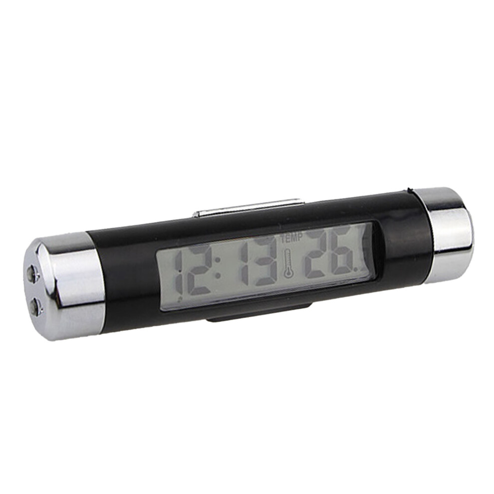 2-In-1 Car Clock Thermometer With Luminous Led Backlight Blue 6901388281101