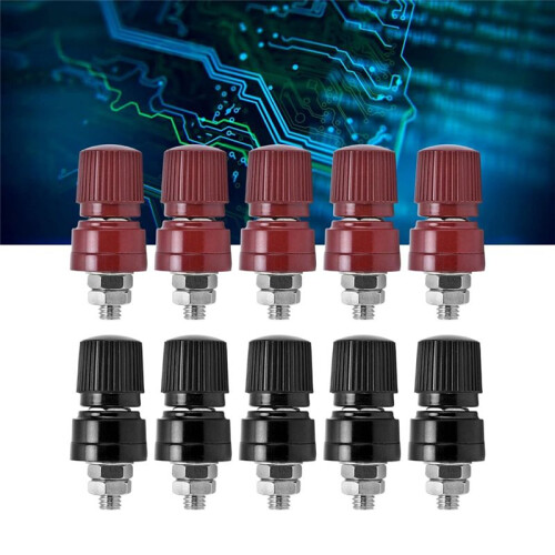 5 Pairs Brass Plated Binding Posts, M6 Thread Terminal, Wide Application, Easy to Distinguish, Strong Conductivity 1