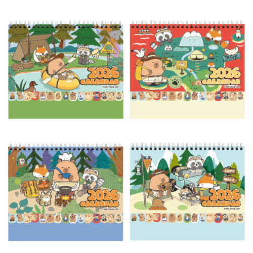 2026 Desktop-Monatskalender, Cartoon-Capybara-Kalender,-C 1
