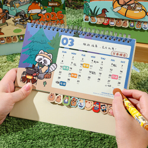 2026 Capibara thema bureaukalender Twin Wire Binding Kalender-B 2