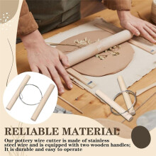 30 Pcs Wire Clay Cutter with Wood Handle Steel Wire Cutting Tools for Mud Pottery Clay Ceramic Sculpture