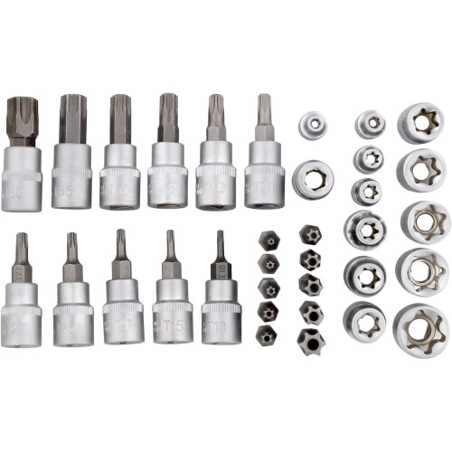 34Pcs Torx Socket Set Triple Square Socket Set Torx Bit Socket Set Star Bit Set Male Female Set 2