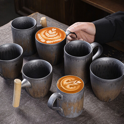 Large Capacity Cup and Saucer Set-straight cup Small size 200mL 2