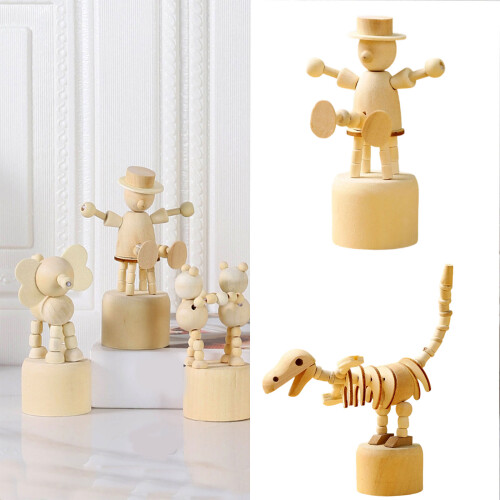 Wooden Movable Puppet Figurines Desktop Ornament Home-3 2