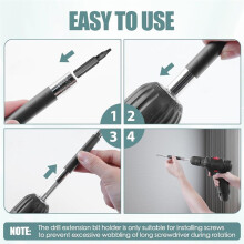 Drill Bit Holder 3.1/4.7In, Drill Bit Extension 5 Pcs, Magnetic Bit Holder 1/4In Hex, Drill Extension Bit Holder Carbon