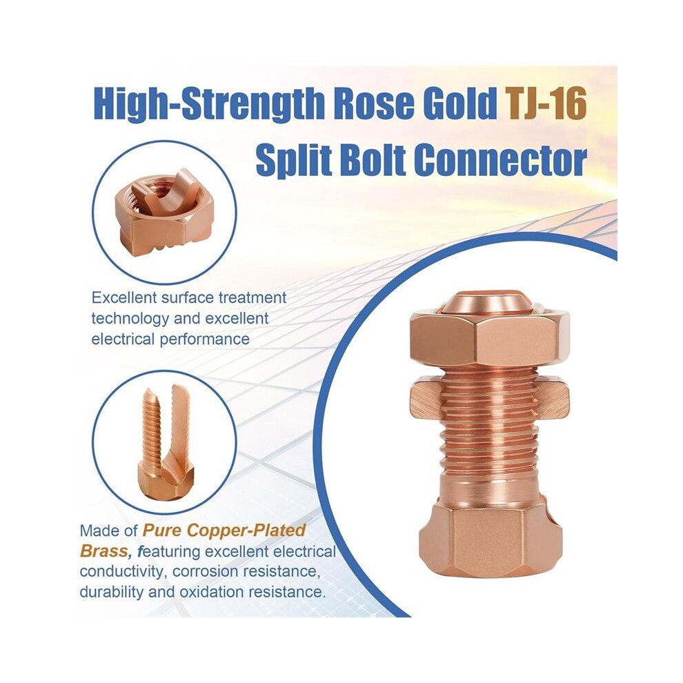 20Pcs Split Bolt Connectors Tj-16,Copper Grounding Clamps Suitable For 6Awg/7Awg/8Awg Bare Wire Ground Bonding,Wire Lugs 4711190987113
