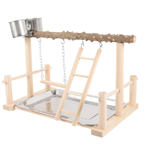 1Ensemble Perchoir Perroquet En Bois Naturel Pour Cage