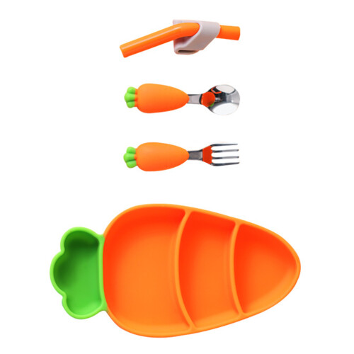 1Ensemble Plateau Ustensiles Silicone Durable Design Carotte