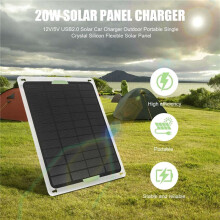 2X 20W Solpanel 12V/5V USB2.0 Solar Billaddare Utomhus Bärbar Monokristallint Silicon Flexibel Solpanel