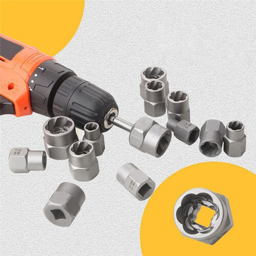 14Pcs Impact Bolt & Nut Remover Set, Stripped Lug Nut Remover with Hex Adapter Extraction Socket Set 1
