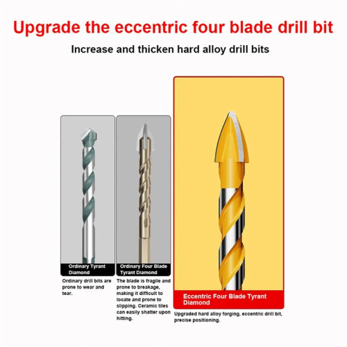 1Set Four Blade Eccentric Drill Ceramic Tile Drilling Concrete Super Hard Crooked  High Hardness Dry 1
