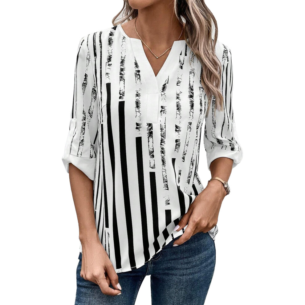 Fashionable Business Attire Blouse Tops Lightweight Silky Smooth Fabric Wrinkle Free Material Pleated Front Design Color Block Stylish Easy To Match-image-OPC-PSB9BHX-NEW