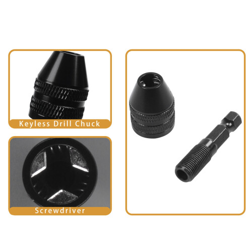 0,3-3,6 Mm Mandril de Broca Sem Chave Chave de Fenda Adaptador de Chave de Impacto 1/4 Polegadas Broca de Haste Preta 1