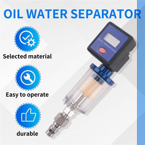 Digital Air Compressor Regulator, 1/4in Thread Compressed Filter Pressure Display Meter Oil Water Separator 1