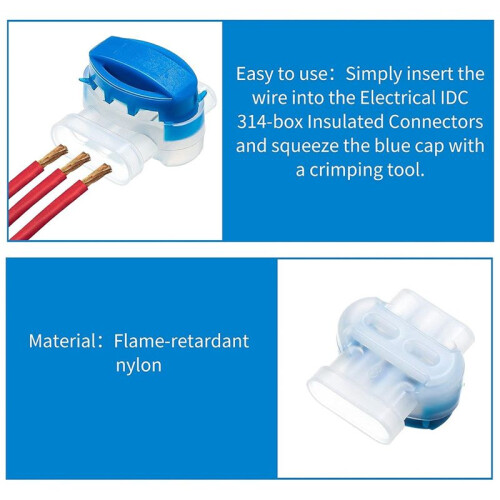 3 Way Wire Connectors Locks Wire Connectors Electrical 314-Box Wire Connectors Self-Stripping Pigtail Connectors 60Pcs 2