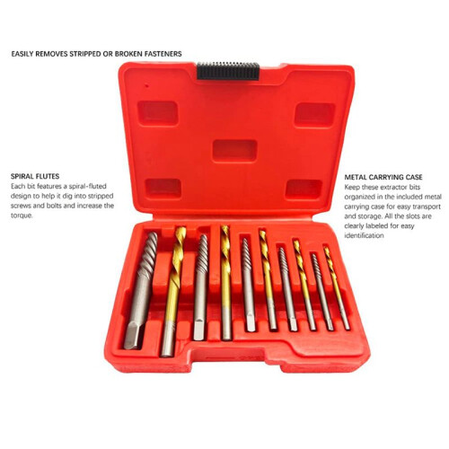 10Pcs Set Screw Extractor Broken Wire Extractor is Used to Remove Fallen Screws and Broken Bolt Hardware Tools.