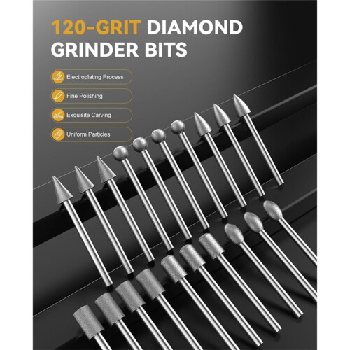 32Pcs Diamond Cutting Wheels and Grinding Bits Set 10Pcs Cutting Discs(22mm),3mm Mandrel,20Pcs Drill Bits 1