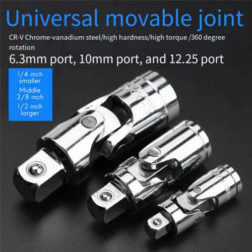 3-Piece Universal Socket Adapter 1/4 3/8 1/2 Socket Universal Joint Universal Socket Ratchet Tool 2