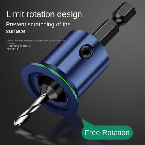 8mm Shank Countersunk Drill Bit Alloy Core Limiter Countersink Drill Router Bit Woodworking Drilling  Hole 1