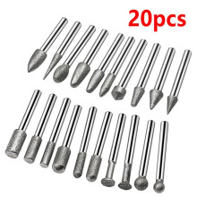 6MM Shank Cylinder Diamond Grinding Bits Cylindrical Points Coated Carving Burrs Lapidary Tools Jade Stone Marble