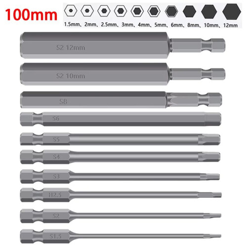 10Pc 1/4 Inch Hex Bits Driver Tamper Proof Security Drill Magnetic Bit Set Torx Screwdriver Flat  High Quality 100mm 1
