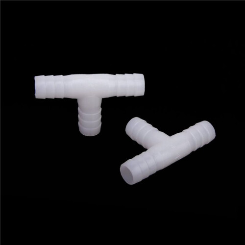8 Pcs 12mm Plastic Equal Tee Connector Barbed Pipe Fitting Air/Water Hose Joiner