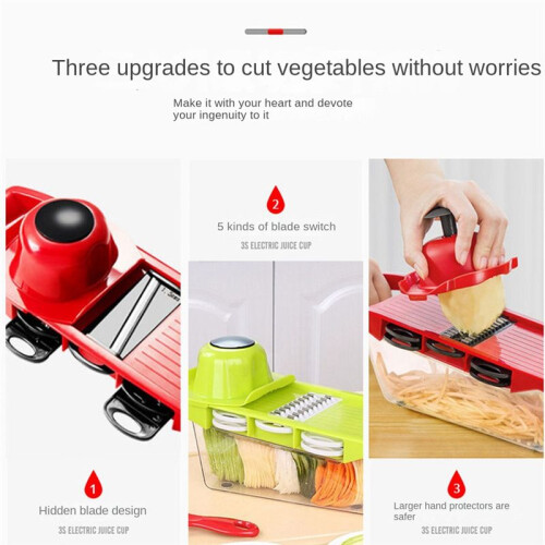 Multi-Function Vegetable Cutter Mandoline Slicer 6 Blades Grater Potato Peeler Kitchen Gadget 1