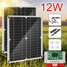 2X 12W Solarpanel Satz 50 Ein 12 V Batterieladegerät mit Kontrolleur Caravan Boat