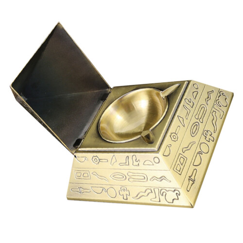 4Stk Multifunktionaler Aschenbecher Pyramide Gold Metall Büro 2